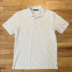 Travis Mathew White Geometric Polo Shirt